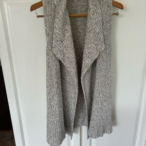 LOFT Gray Cardigan Sweater with Waterfall Design Small